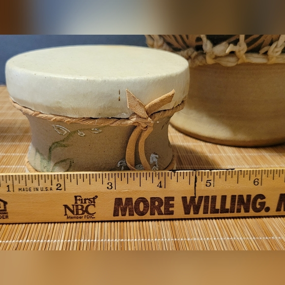 Handmade pottery Rattle Skin Drum Artist Made PNW 🎶 Vintage unique - Picture 6 of 12